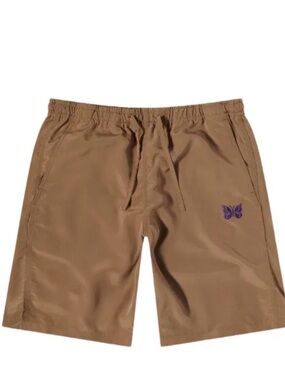 Needles Brown Shorts with Purple Butterfly Embroidery